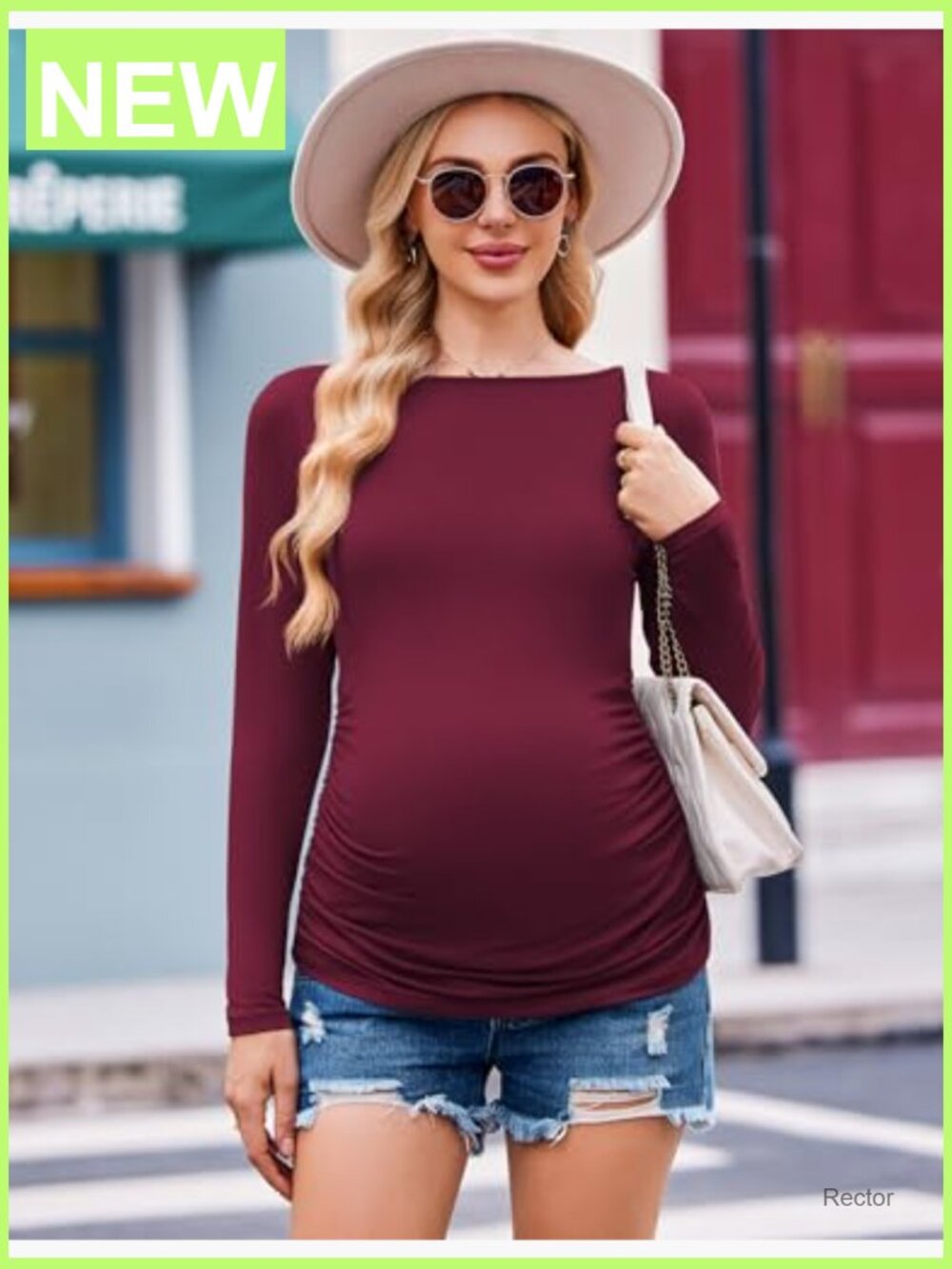 Maternity Boat Neck Long Sleeve Tunic Tees 3-Pack S-XXL - Picture 2 of 6